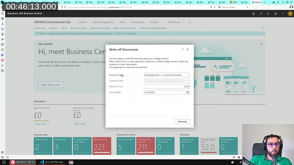 Finished Write off Documents dialog with instructional text at top