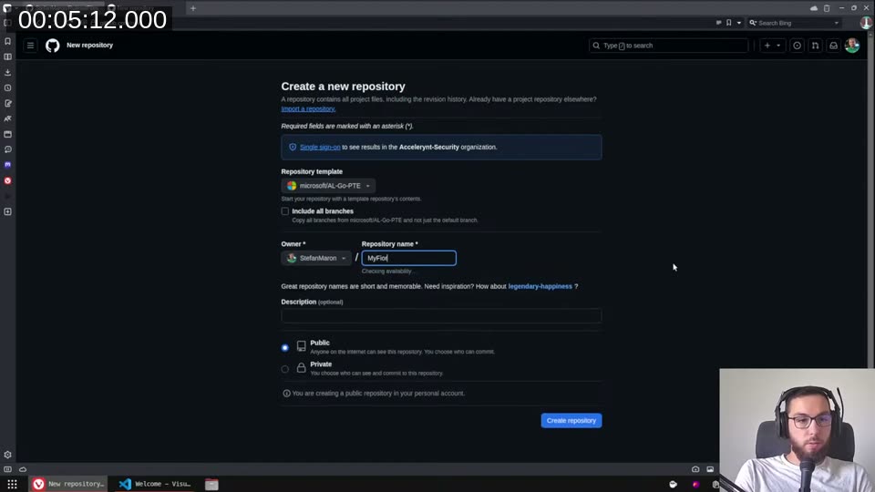 Creating a new repo from the AL-Go-PTE template