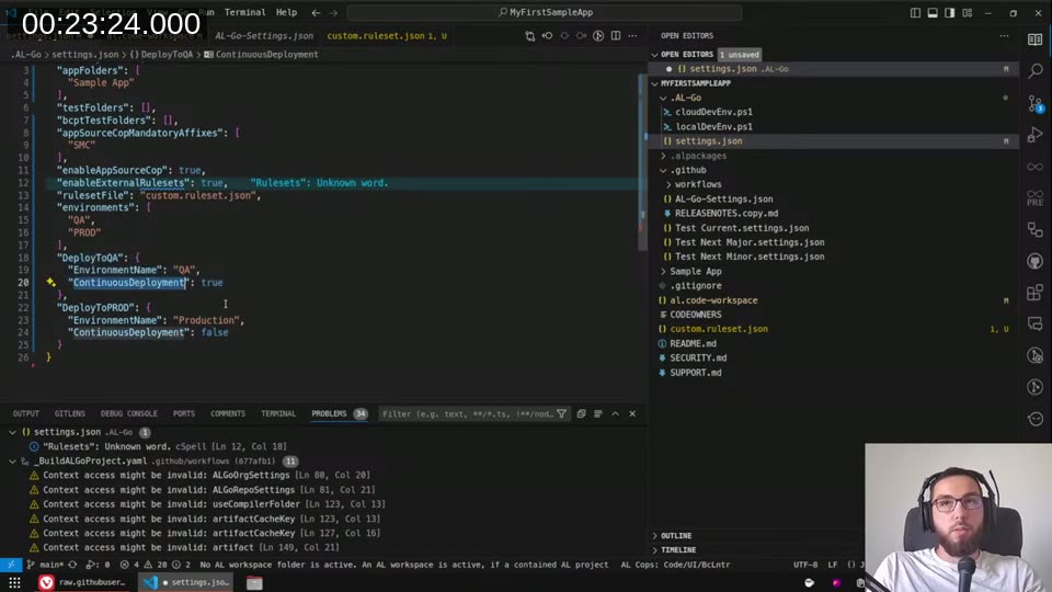 settings.json with environments and DeployTo configuration