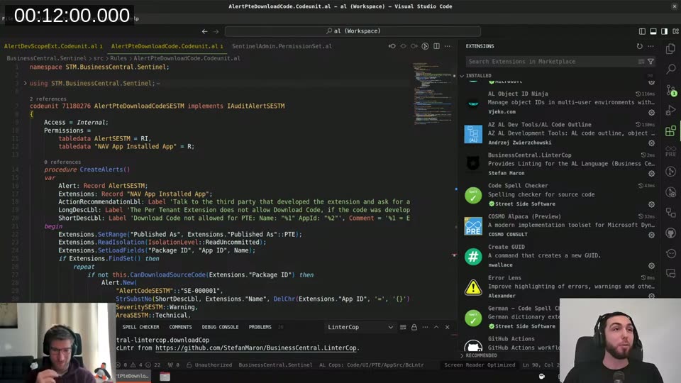 VS Code showing AL ControlAddin code with backslash paths in Scripts and Stylesheets properties