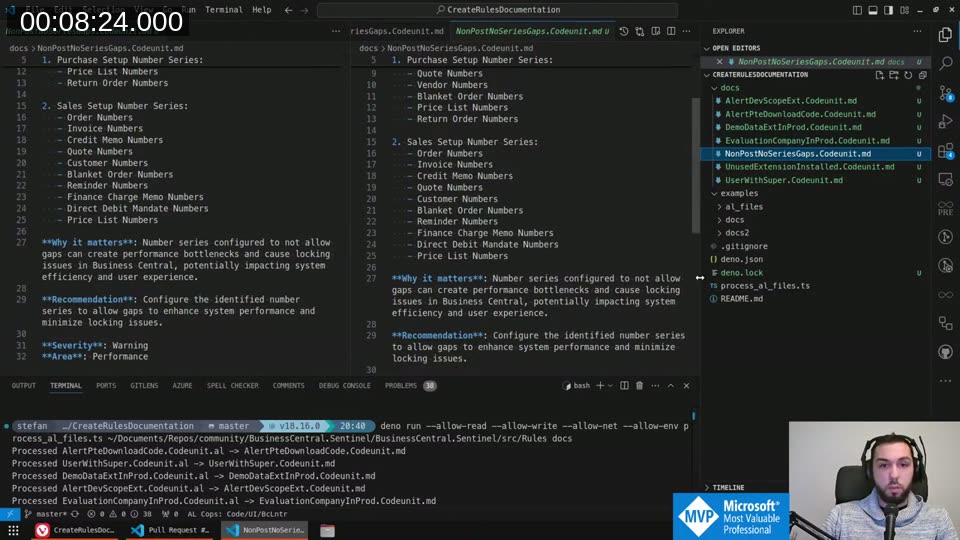 Terminal showing doc generation running with cost per file