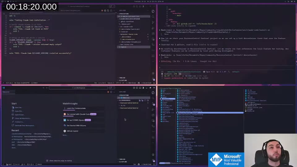 The feature&rsquo;s install.sh that installs Claude Code via the native installer (no Node.js dependency)