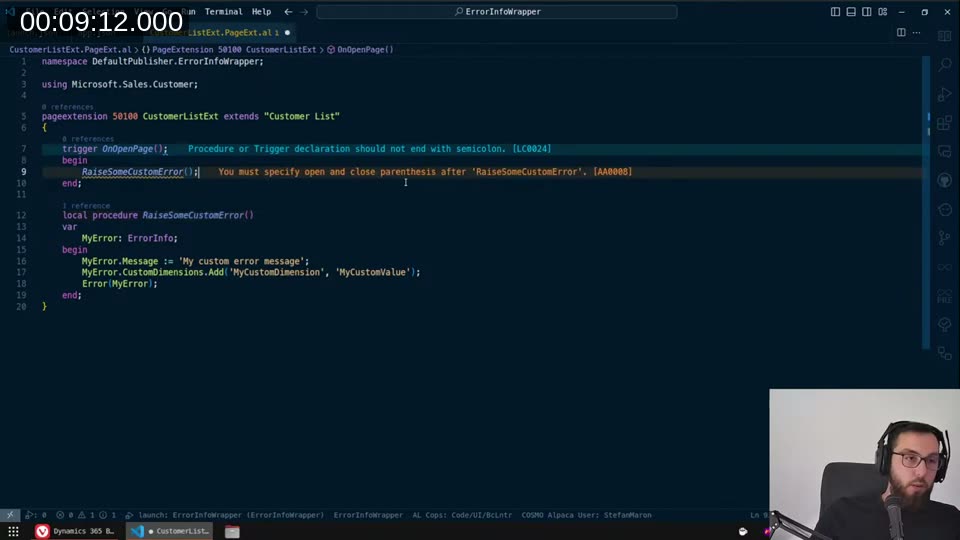 The verbose ErrorInfo pattern — a separate function just to raise one error