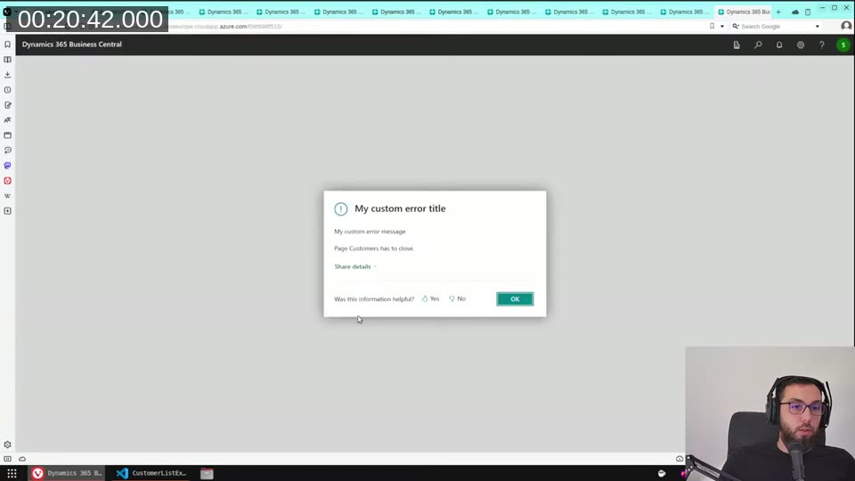 The resulting error dialog showing a custom title
