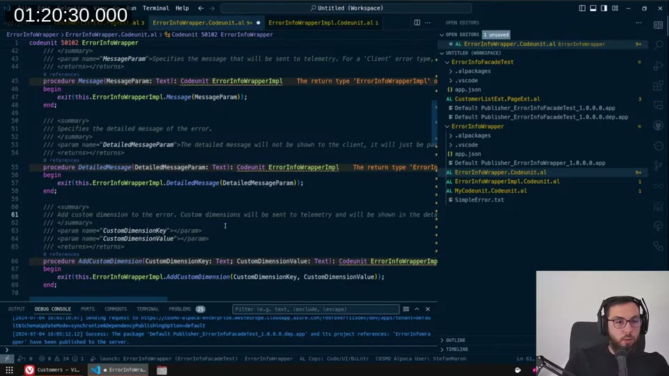 The public facade codeunit with XML doc comments