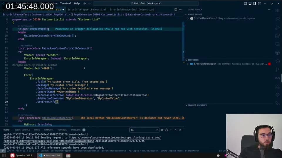 The final chained API in use from a test extension
