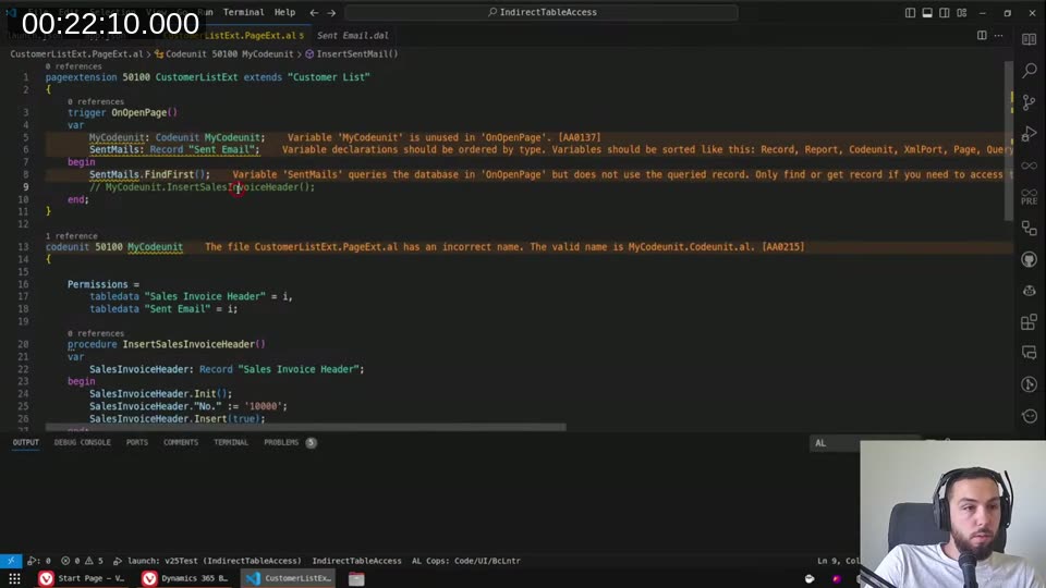 Codeunit with Permissions for both Sales Invoice Header and Sent Email