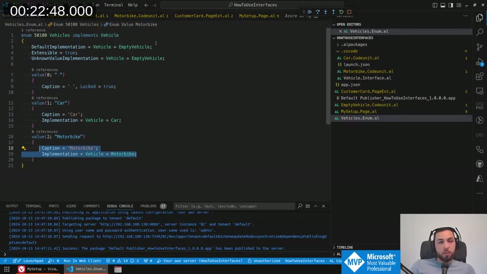 Vehicles enum with DefaultImplementation and per-value implementations