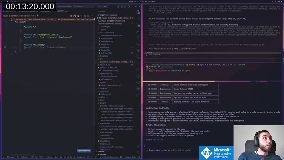 The VS Code workspace showing both the AL Development Config and Telemetry profile folders side by side