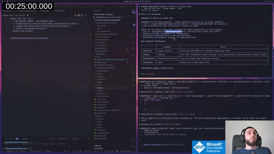 The Commands vs Skills comparison table Claude generated from the documentation